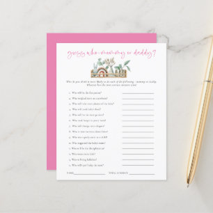 Budget Game Guess Who Mum Dad Pink Baby Shower