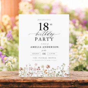 Budget Garden Floral 18th Birthday Invitation Flyer
