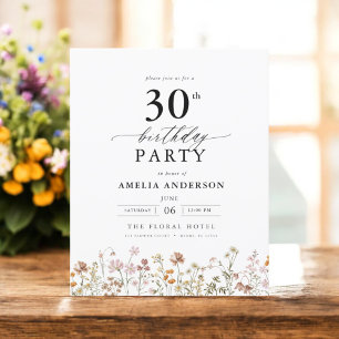 Budget Garden Floral 30th Birthday Invitation