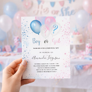 Budget gender reveal baby shower boy girl glitter