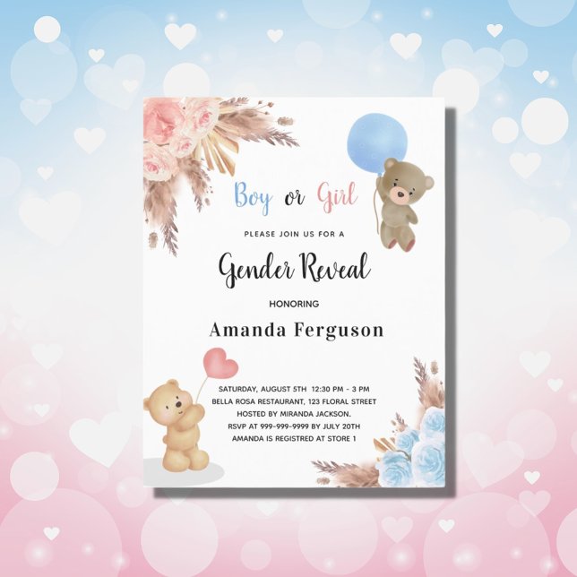 Budget gender reveal pampas grass teddy bear (Creator Uploaded)