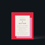 Budget Geometric Bold Pink Red Wedding Invitation<br><div class="desc">Budget Modern Geometric Bold Pink Red Stylish Wedding Invitation</div>