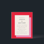Budget Geometric Bold Pink Red Wedding Invitation<br><div class="desc">Budget Modern Geometric Bold Pink Red Stylish Wedding Invitation</div>