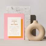 Budget Geometric Pink Orange Wedding Invitation<br><div class="desc">Budget Modern Geometric Bold Pink and Orange Stylish Wedding Invitation</div>