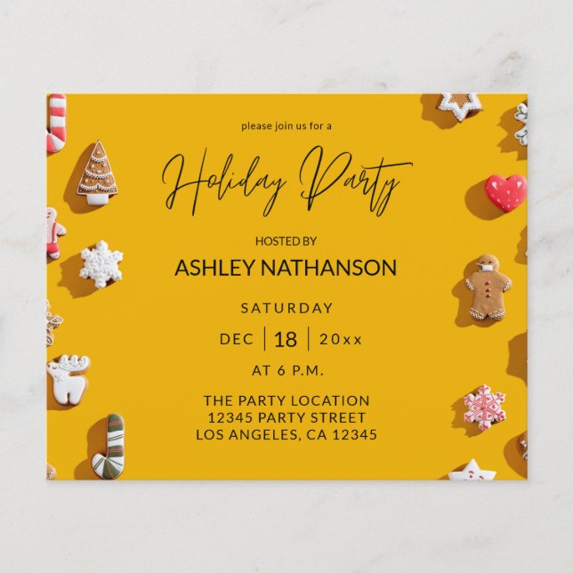 Budget Gingerbread Cookie Holiday Party Flyer (Front)