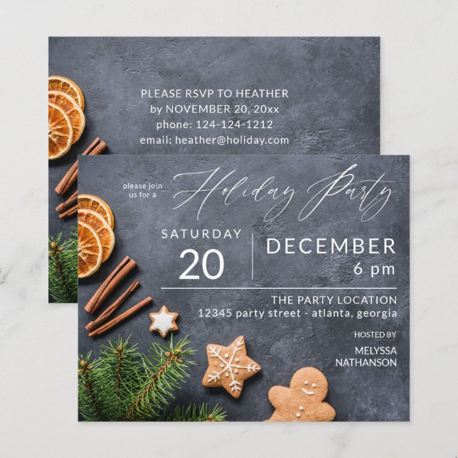 Budget Gingerbread Cookie & Orange Holiday Party (Front/Back)