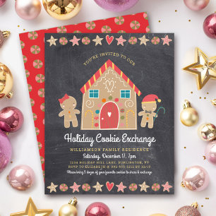 Budget Gingerbread Cookie Party Chalkboard Invite