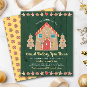 Budget Gingerbread Open House Green Rustic Invite
