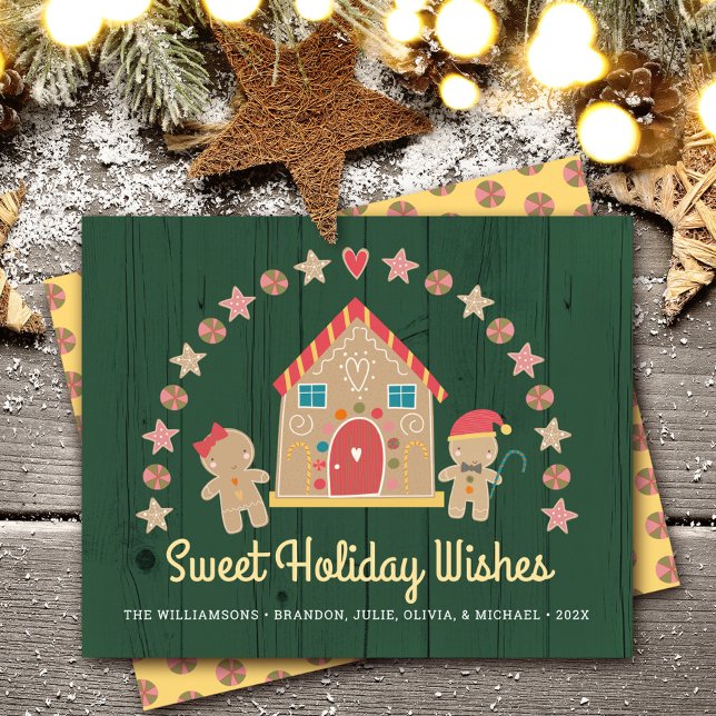 Budget Gingerbread Sweet Holiday Wishes Green Card (Creator Uploaded)