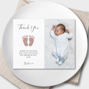 Budget Girl's Baby Shower Photo Thank You Card