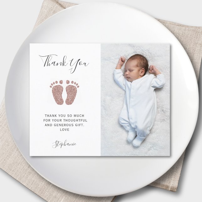 Budget Girl's Baby Shower Photo Thank You Card (Creator Uploaded)