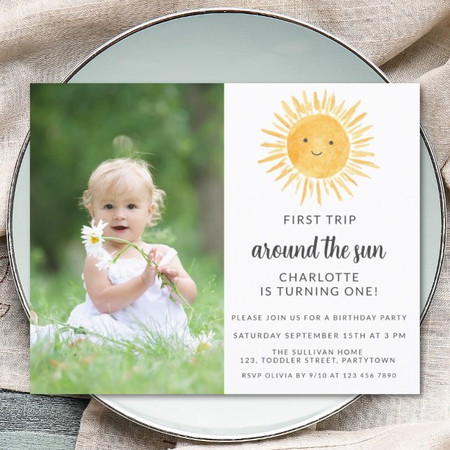 Budget Girl's Photo Sun Birthday Party Invitation (Creator Uploaded)