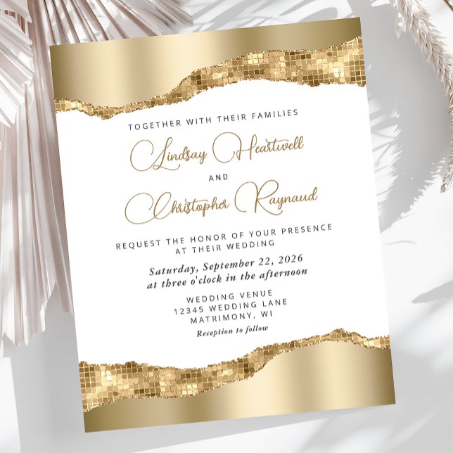 Budget Glam Gold Mirror Tiles Wedding Invite (Creator Uploaded)
