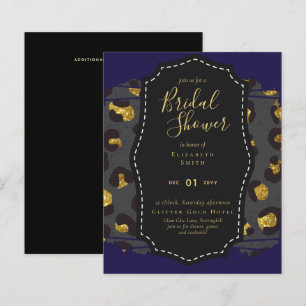 Budget Glam Gold Navy Bridal Shower Invite Animal
