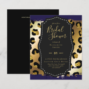 Budget Glam Gold Navy Bridal Shower Invite Animal
