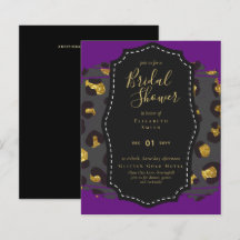 Budget Glam Gold Purple Bridal Shower Invite