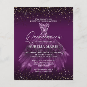 Budget Glam Gold Purple Princess Dress Quinceanera