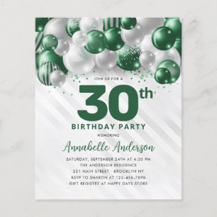 Budget Glam Green Silver Balloon Glitter Birthday