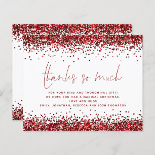 Budget Glam Red Glitter Christmas Thank You