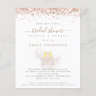 Budget Glitter Champagne Bridal Shower Invitation
