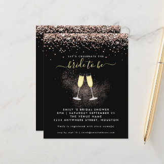 Budget Glitter Champagne Bridal Shower Invitation