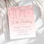 Budget Glitter Drip Pink 30th Birthday Invitation<br><div class="desc">This trendy 30th birthday invitation features a sparkly pink faux glitter drip border and pink ombre background. The words "30th Birthday" and the name of the guest of honour appear in casual pink handwriting script, with the rest of the customisable text in pink sans serif font. The same pink glitter...</div>