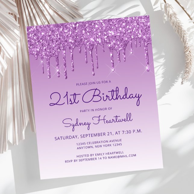 Budget Glitter Drip Purple 21st Birthday Party (Creator Uploaded)