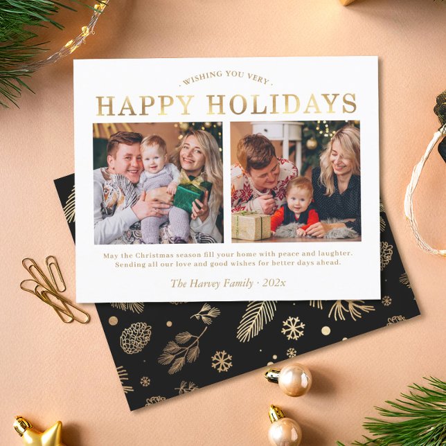 Budget Gold Black Happy Holidays Photo Card (Creator Uploaded)