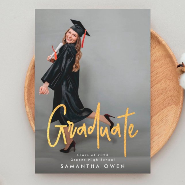 Budget Gold Brush Graduation Announcement Photo Flyer (Creator Uploaded)