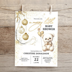 Budget Gold Christmas Baby Shower Invitation