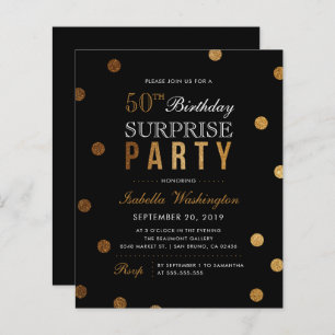 Budget Gold Confetti Black Surprise Birthday Party