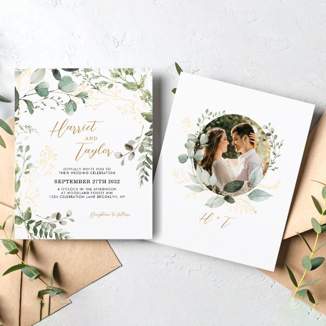 BUDGET Gold Eucalyptus Photo Monogram Wedding  (Creator Uploaded)