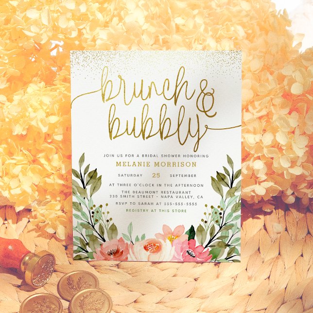 Budget Gold Floral Brunch & Bubbly Bridal Shower (Creator Uploaded)
