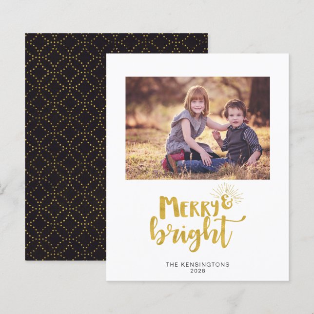Budget Gold Foil Christmas Typography Holiday Card (Front/Back)