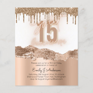 Budget Gold Foil Glitter Quinceanera 15th Flyer