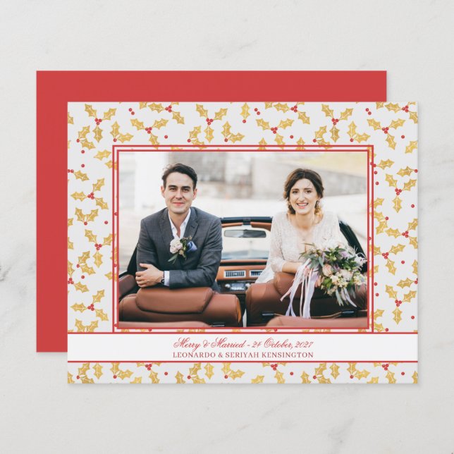 Budget Gold Foil Holly Merry Married Christmas (Front/Back)