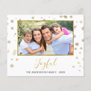 Budget Gold Foil Snowflakes Joyful Photo Card