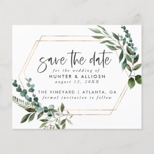 Budget Gold Frame Floral Save the Date