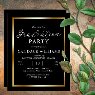 Budget Gold Frame Minimalist Party Invitation