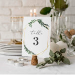 Budget gold geometric watercolor foliage table number<br><div class="desc">Budget bold modern design featuring a gold geometric frame with beautiful watercolor leafy foliage. This elegant rustic collection is a great addition to a fall or spring wedding and features all the products you will need for your special day - save the dates,  invitations,  table planners and more.</div>