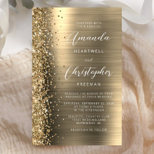 Budget Gold Glam Glitter Wedding Invitation