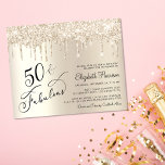 Budget Gold Glitter 50th Birthday Party Invitation<br><div class="desc">Elegant,  chic and budget-friendly 50th birthday party invitation featuring "50 & Fabulous" written in stylish script against a gold background,  with gold faux glitter dripping down.</div>