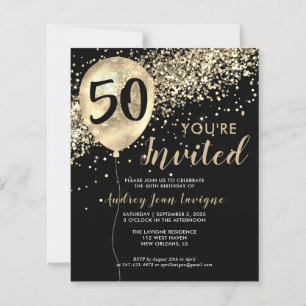 Budget Gold Glitter Balloon Black 50th Birthday