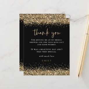 Budget Gold Glitter Bridal Shower Black Thank You