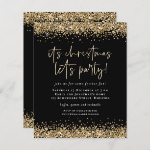 Budget Gold Glitter Christmas Lets Party Black