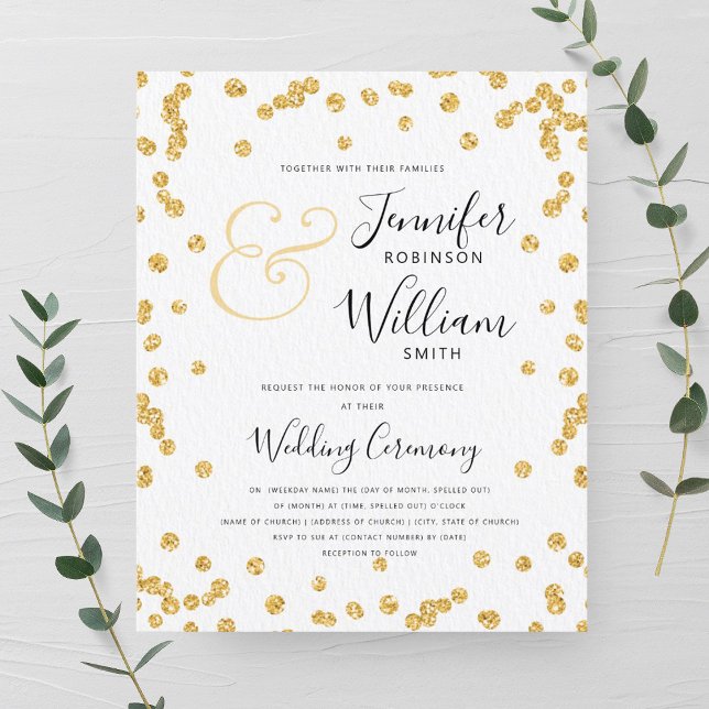 Budget Gold Glitter Confetti Wedding Invite  (Budget Gold Glitter Confetti Wedding Invite )