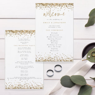 Budget Gold Glitter Confetti Wedding Program