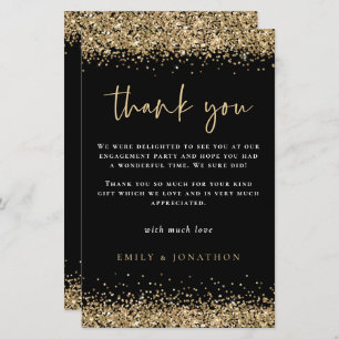 Budget Gold Glitter Engagement Black Thank You