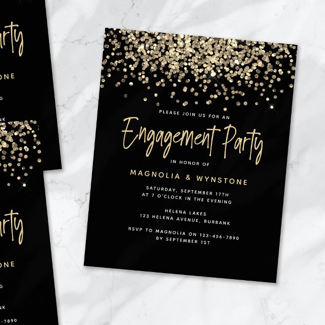 BUDGET Gold Glitter Engagement Party Invitation (Creator Uploaded)