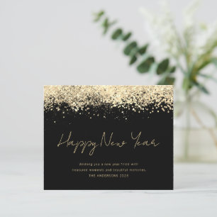 BUDGET Gold Glitter Happy New Year Card